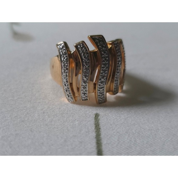 Jewelry - Vintage Gold Plated Sterling Silver 925 Wavy Statement Ring Size 9 Two Tone